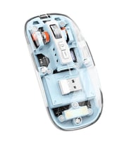 Şeffaf Kablosuz Bluetooth Taşınabilir Mouse Üç Modlu Sessiz Mouse RGB  Şarj Edilebilir (Mavi)