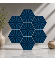 Armada Çini 15x17 Cm Çiçekli Petrol mavisi Altıgen Seramik