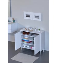 Eliusta Nirat 80 cm 4 Bölmeli Beyaz Banyo Mutfak Dolabı 3 Raflı Kapaklı Çok Amaçlı Dolap 80x75x32,5 cm