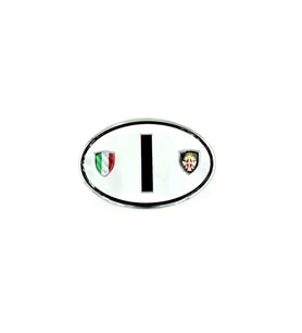 Etiketçilere Özel Armalar Oval IHarf ITALY İtalya Bayraklı Beyaz Alüminyum Sticker Arma