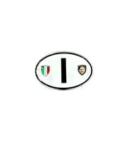 Etiketçilere Özel Armalar Oval IHarf ITALY İtalya Bayraklı Beyaz Alüminyum Sticker Arma