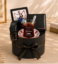 Babalar Gününe Özel Fotoğraflı Çerçeve,Kemer,Cüzdan Ve Çay Bardağı Seti