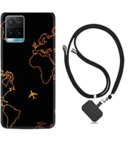 Vivo Y11S Y21S Y20 Y20S Y70 Kılıf Boyun Askılı Silikon Harita ve Uçak 1777