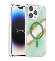 Onegif iPhone 14 Pro Max Lotus Simli Magsafe Kapak - Yeşil