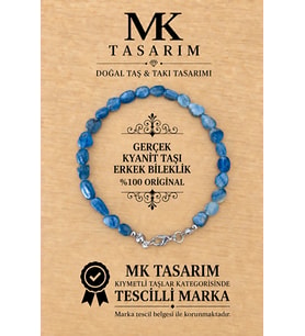 MK TASARIMN GERÇEK KYANİT TAŞI ERKEK BİLEKLİK MK.8000.012- RAHATLIK-DİNGİNLİK-ENERJİ- STRES BİLEKLİĞİ-RENKLERİ BOYA DEĞİLDİR -KENDİ RENGİDİR