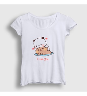 Presmono Kadın Beyaz Love Sevgili Sevgililer Günü Hediye Bubu Dudu T-Shirt 481039tt