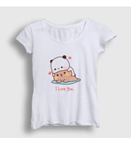 Presmono Kadın Beyaz Love Sevgili Sevgililer Günü Hediye Bubu Dudu T-Shirt 481039tt