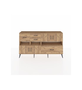 Arges Konsol 5 Raflı 4 Çekmeceli 4 Kapaklı 176x30x99 Çam-Çam