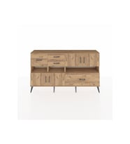 Arges Konsol 5 Raflı 4 Çekmeceli 4 Kapaklı 176x30x99 Çam-Çam