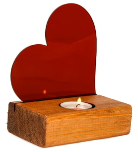 Kırmızı Kalpli Pleksi Küçük Tealight Mum