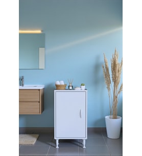 Eliusta Nirat 40 cm 4 Bölmeli Beyaz Banyo Mutfak Dolabı 3 Raflı Kapaklı Çok Amaçlı Dolap 40x75x32,5 cm