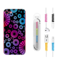 Apple iPhone 5 6 7 8 Plus Se XR Kılıf Kablo Koruma Spiral Silikon Daireler 1751