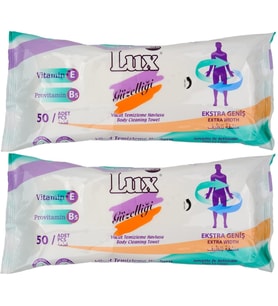 Lüx Hasta Vücut Temizleme Islak Mendil Havlu 50 Yaprak XL (2 Li Set)