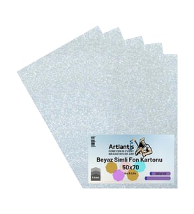 Beyaz Simli Karton 50x70 5 Adet Artlantis Simli Karton Beyaz 5 Adet 50*70