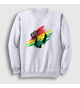 Presmono Unisex Beyaz Think Bob Marley Sweatshirt 265933tt