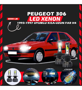 Peugeot 306 1993-1997 Uzun Kısa Far Uyumlu Şimşek Etkili Led Xenon Pro Series H4