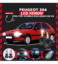 Peugeot 306 1993-1997 Uzun Kısa Far Uyumlu Şimşek Etkili Led Xenon Pro Series H4