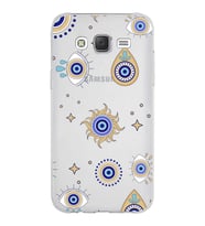 PrintiFy Samsung Galaxy J5 ile Uyumlu 1mm Slim Fit Nazar Boncuğu 5 Baskılı Şeffaf  Kılıf