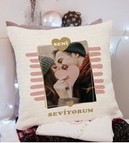 Kişiye Özel Fotoğraflı Seni Seviyorum Yastık