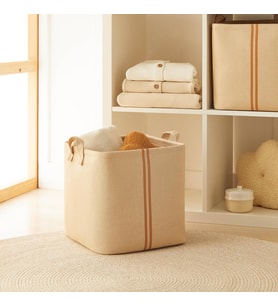 Ocean Home Textile Çocuk Odası Jüt Keten Kumaş Sepet 30 x 30 x 30 cm