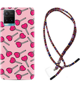 Vivo Y11S Y21S Y20 Y20S Y70 Kılıf Boyun Asklı Rasta Silikon Heart Lollipop 1414