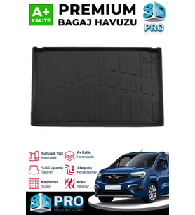 S-Dizayn Opel Combo Seperatörlü 3D Pro Bagaj Havuzu 2019 Üzeri A+ Kalite