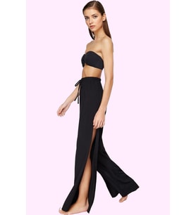 Kadın Moda Yüksek Bel Geniş Paça Plaj Pantolonu Yazlık Rahat Kesim Günlük Kullanım