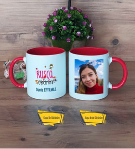 Rusça Öğretmeni Kupa Bardak Kırmızı Fotoğraflı Öğretmenler Günü Hediyesi