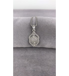 Telkari Parmak İzi Gümüş Kadın Kolye