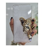 Samsung Galaxy A24 Uyumlu Leopar Desenli Şeffaf Telefon Kılıfı