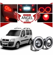 Fiat Doblo D1 Uyumlu, Universal Mercekli Led Angel Sis Farı, 76mm Kırmızı Renk