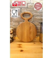 F&S WoodArt Sunum Tahtası - Meşe Doğal Ahşap -saplı Kesme Tahtası- Et Tahtası
