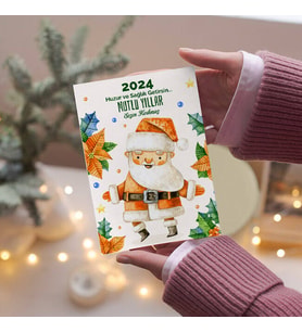 Noel Baba Tasarımlı Mesajlı Kartpostal