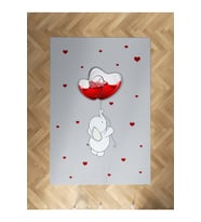 MEKTA HOME BEBEK VE ÇOCUK ODASI Fil ve Kalpli Balon Desenli Halı