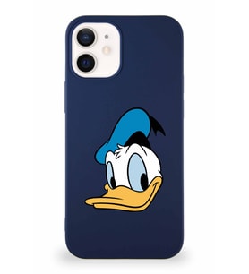 Apple iPhone 12 Soft Premier Kapak Donald Duck-B Tasarımlı Silikon Kılıf - Lacivert (Şeffaf)
