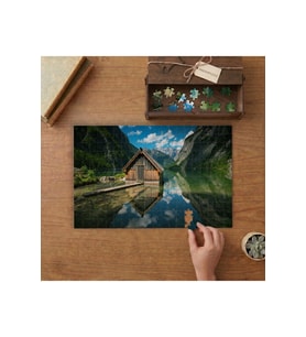 Göl Evi - Dağlar - Manzara Tasarımı 240 parça Ahşap Puzzle Ahşap Kutuda MP05177