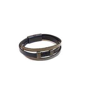 Urban Strap Core – Üç Bantlı İp Detaylı Erkek Hakiki Deri Bileklik-1416