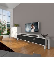 Decoraktiv Ekoflex On Mdf Gold Tv Ünitesi Tv Sehpası - Beyaz Siyah (Siyah - Beyaz)