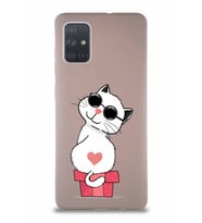 Samsung Galaxy A71 Soft Premier Kapak Coolcat Tasarımlı Silikon Kılıf - Pudra (Şeffaf)