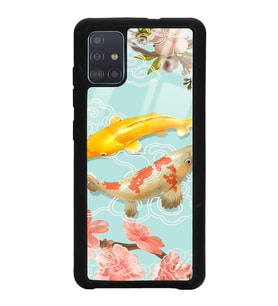 Samsung A51 Uyumlu Koi Balığı Tasarımlı Glossy Telefon Kılıfı