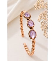Üç Sıra Açık Ametist Taşlı Bakır Bileklik Kadın Otantik Doğal Taşlı El Yapımı Şık Tasarım