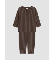 LCW baby Kahverengi Çizgili Erkek Bebek Tişört Ve Pantolon