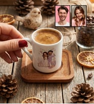 Kişiye Özel Karikatürlü Gelin Damat Balayı Çifti Türk Kahvesi Fincanı Sevgililer Günü Hediyesi