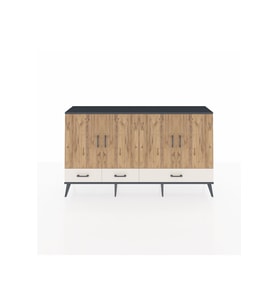 Arges Konsol 6 Raflı 3 Çekmeceli 4 Kapaklı 176x30x99 Antrasit-Çam/Aytaşı