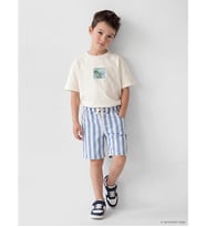 LCW Kids Mavi Beli Lastikli Çizgili Erkek Çocuk Jean Şort