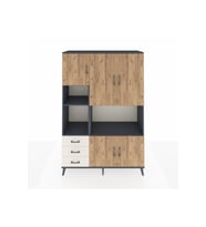 Hyperion Dolap 9 Raflı 3 Çekmeceli 5 Kapaklı 132x44x195 Antrasit-Çam/Aytaşı
