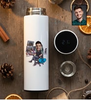 Kişiye Özel Karikatürlü Gamer Arkadaşa Hediye Filtreli Dijital Göstergeli Termos Doğum Günü Hediyesi