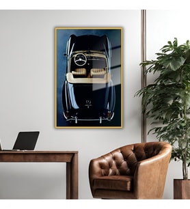 Metal Çerçeveli Temperli Cam Tablo Arka Açı Mercedes S 190 Sl (Gold)