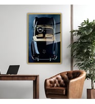 Metal Çerçeveli Temperli Cam Tablo Arka Açı Mercedes S 190 Sl (Gold)