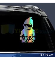 Baby On Board Arabada Bebek Var Hologram Oto Sticker Cam Araba Yapıştırma Çıkartma Etiket 18 X 10 Cm